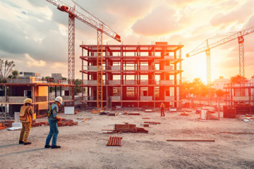 Imagem de destaque mostrando um Mestre de Obras supervisionando um canteiro de obras.