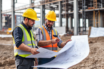 Engenheiro Civil analisando projeto de estruturas de concreto