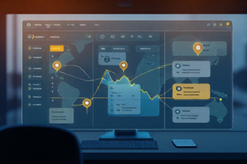 Despachante de transporte coordenando operações logísticas em um escritório