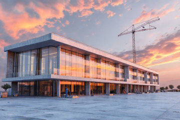 Imagem de Técnico em Edificações inspecionando um projeto de construção.