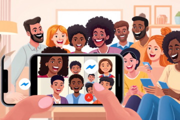 Imagem demonstrativa de chamadas de vídeo em grupo pelo Messenger.