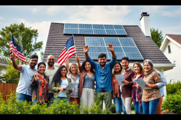 Imagem ilustrativa sobre o auxílio e benefícios na instalação de painéis solares para estrangeiros nos Estados Unidos.