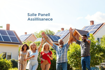 Pessoa instalando painel solar com auxílio benefício