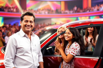 Participantes do programa Troca de Carro com Luciano Huck recebendo novos veículos e contando suas histórias emocionantes.