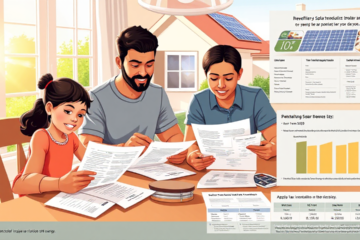 Imagem ilustrativa de painéis solares sendo instalados em uma residência, representando o benefício de instalação de painéis solares.
