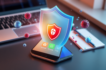 Imagem que representa a segurança digital com aplicativos de antivirus.