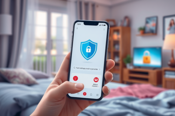 Imagem de um dispositivo protegido por um aplicativo de antivirus.