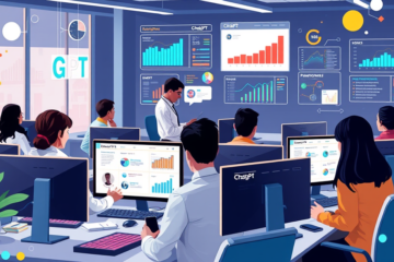 A imagem ilustra a crescente presença da inteligência artificial nas decisões de promoção no ambiente corporativo, destacando seu impacto na avaliação de desempenho e na gestão de talentos.