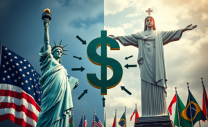 Discussão sobre a tarifa adicional de 10% imposta pelos EUA ao Brasil e seu impacto no comércio global e nas relações entre os países.