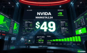 Nvidia se torna a primeira empresa pública a atingir US$ 4 trilhões de valor de mercado, impulsionada pela demanda por inteligência artificial.