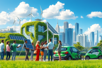 Infográfico sobre a economia verde e seu impacto no mercado global.