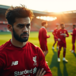 Mohamed Salah em campo durante um jogo do Liverpool, refletindo sobre suas recentes críticas ao clube e a sugestão do técnico Arne Slot para uma possível desculpa.