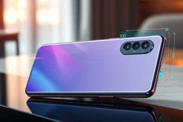 Imagem do Redmi Note 14 destacando sua tela AMOLED de 6,67 polegadas e design elegante.