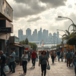 Imagem ilustrando o impacto da falta de energia no comércio, destacando as consequências financeiras e a reação dos consumidores após um ciclone.