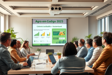 Evento Agro em Código 2025 discutindo rastreabilidade no setor agropecuário com foco na sustentabilidade e na conformidade com a legislação.