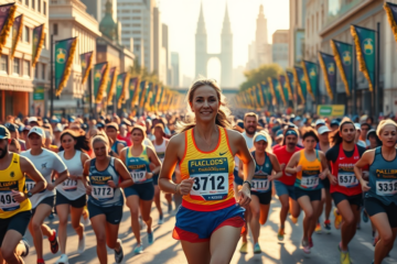 Claudia Hoegenn correndo durante a São Silvestre, representando sua superação e dedicação ao esporte.