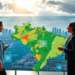 Imagem representativa da plataforma interativa que auxilia empresas e governos a entender os riscos climáticos no Brasil.