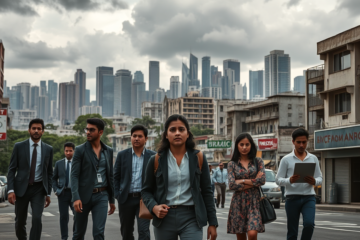 Infográfico sobre os desafios da economia brasileira e a projeção de PIB para os próximos anos.