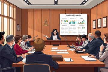 Imagem ilustrativa sobre as transformações no Direito do Trabalho em 2025, incluindo pejotização e uberização.