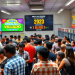 A imagem mostra a expectativa dos apostadores para a Mega da Virada 2023 com prêmio recorde de R$ 1 bilhão.