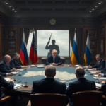 Imagem representativa da relação entre EUA e Ucrânia, destacando tensões políticas e questões de paz.