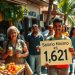 Imagem sobre o reajuste do salário mínimo nacional no Brasil para R$ 1.621, refletindo o aumento e suas implicações.