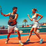 Nick Kyrgios e Aryna Sabalenka durante a Batalha dos Sexos, destacando a competição entre gêneros no tênis.