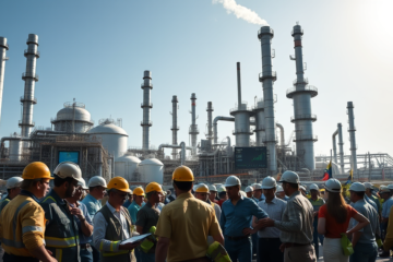 Imagem da sede da PDVSA refletindo a mudança na indústria petrolífera da Venezuela após eventos políticos recentes.