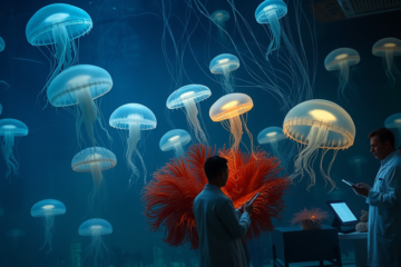 Águas-vivas e anêmonas do mar exibindo padrões de sono semelhantes aos humanos em estudo científico.