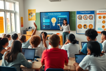 Imagem que representa a importância da educação financeira e ensino sobre criptomoedas nas escolas brasileiras.