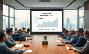 Gráfico mostrando a redução da taxa Selic e seu impacto na economia e inflação.