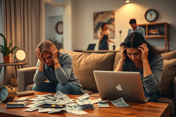 Gráfico mostrando o impacto do estresse financeiro nos brasileiros, destacando dificuldades de sono e conflitos familiares.