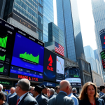 Gráfico mostrando a alta dos futuros das bolsas de Nova York, com destaque para o índice Dow Jones e Nasdaq-100, enquanto investidores aguardam a ata do Federal Reserve.