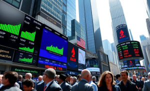 Gráfico mostrando a alta dos futuros das bolsas de Nova York, com destaque para o índice Dow Jones e Nasdaq-100, enquanto investidores aguardam a ata do Federal Reserve.