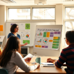 Estudantes aprendendo sobre educação financeira nas escolas.