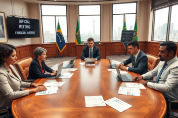 A imagem ilustra a situação financeira do BRB e a recusa do FGC em aprovar um empréstimo significativo enquanto a documentação requerida não é apresentada.